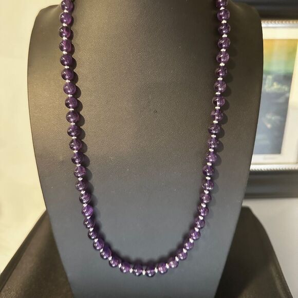 24" Revived! All Amethyst and 925 accent beaded necklace with 925 hardware! - Picture 13 of 13